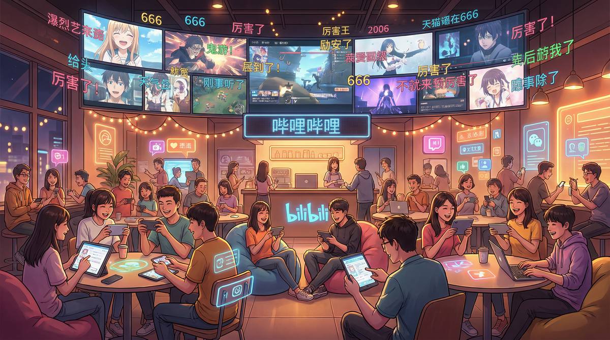 抖阴视频社区弹幕互动场景